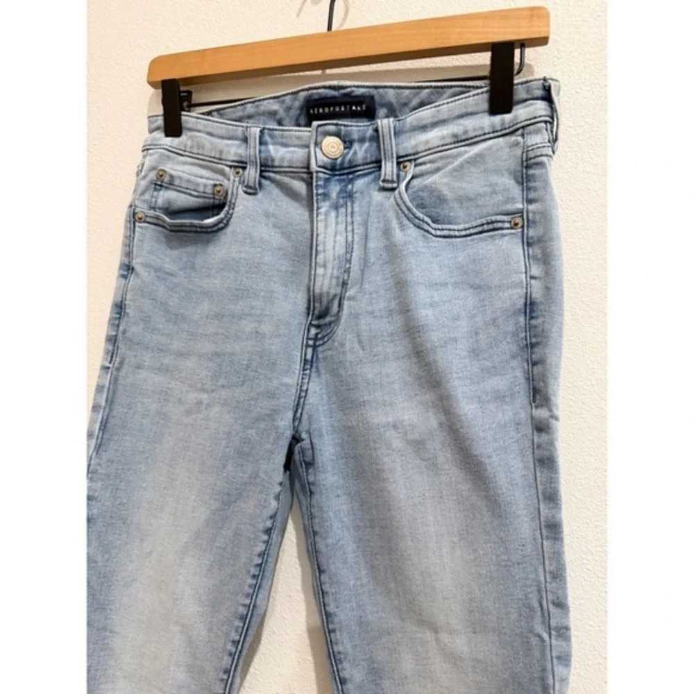 Aeropostale Womens High Rise Skinny Jeans Light Wash Blue Size 10‎ Reg Stretch